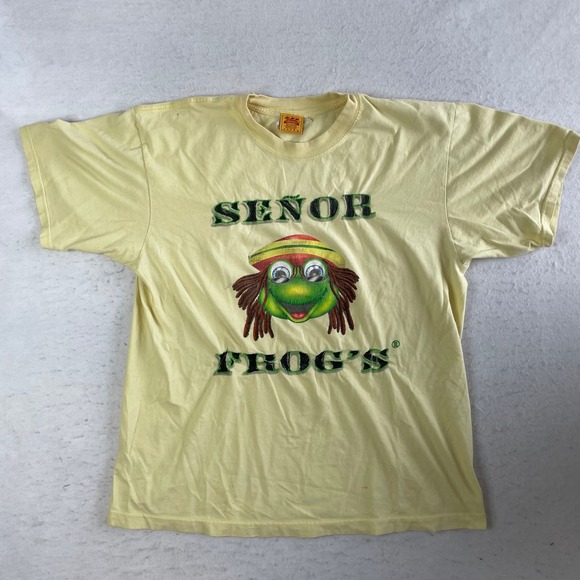 Senor Frog's Other - Senor Frog's Graphic T-Shirt Mens XL‎ Yellow Rasta Frog Distressed Vintage Style